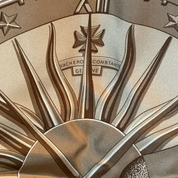 NIB RARE Hermès Pour Vacheron Constantin Astrologie Time Brown Pink Silk Scarf - Picture 17 of 17